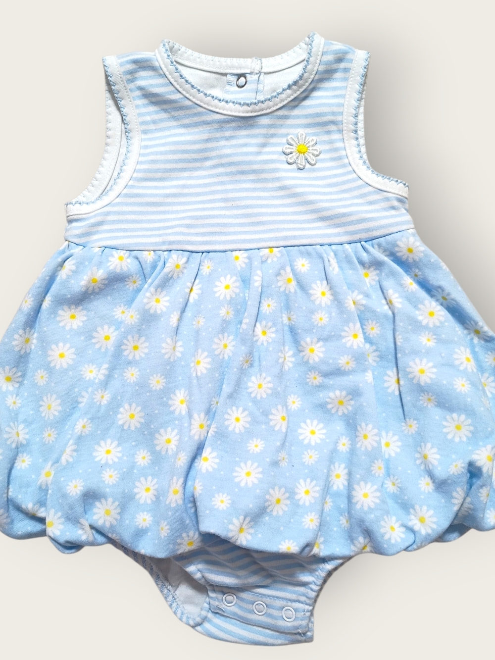 Little Me Light Blue Daisy Bubble Romper